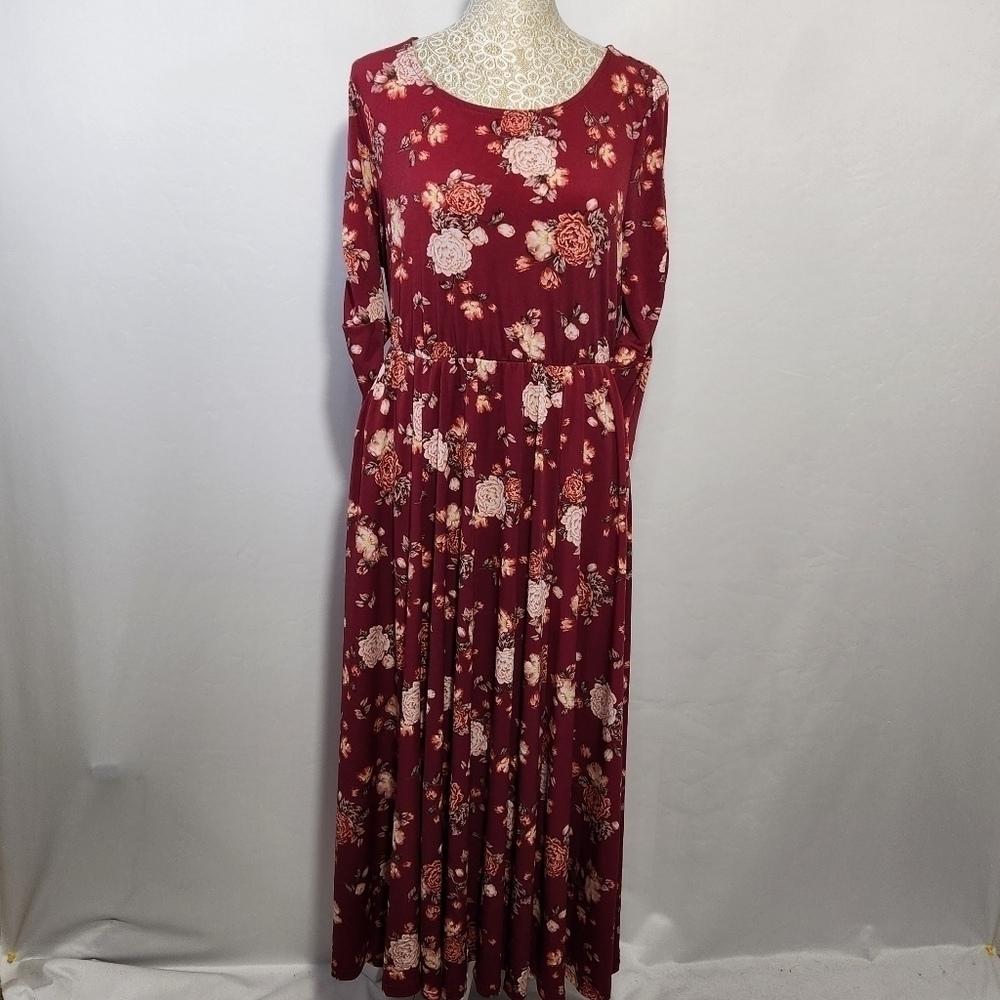 Torrid Dress Women Floral Print Empire Waist Pockets Scoop Neck 3/4 Sleeve SZ 10 - Picture 3 of 14